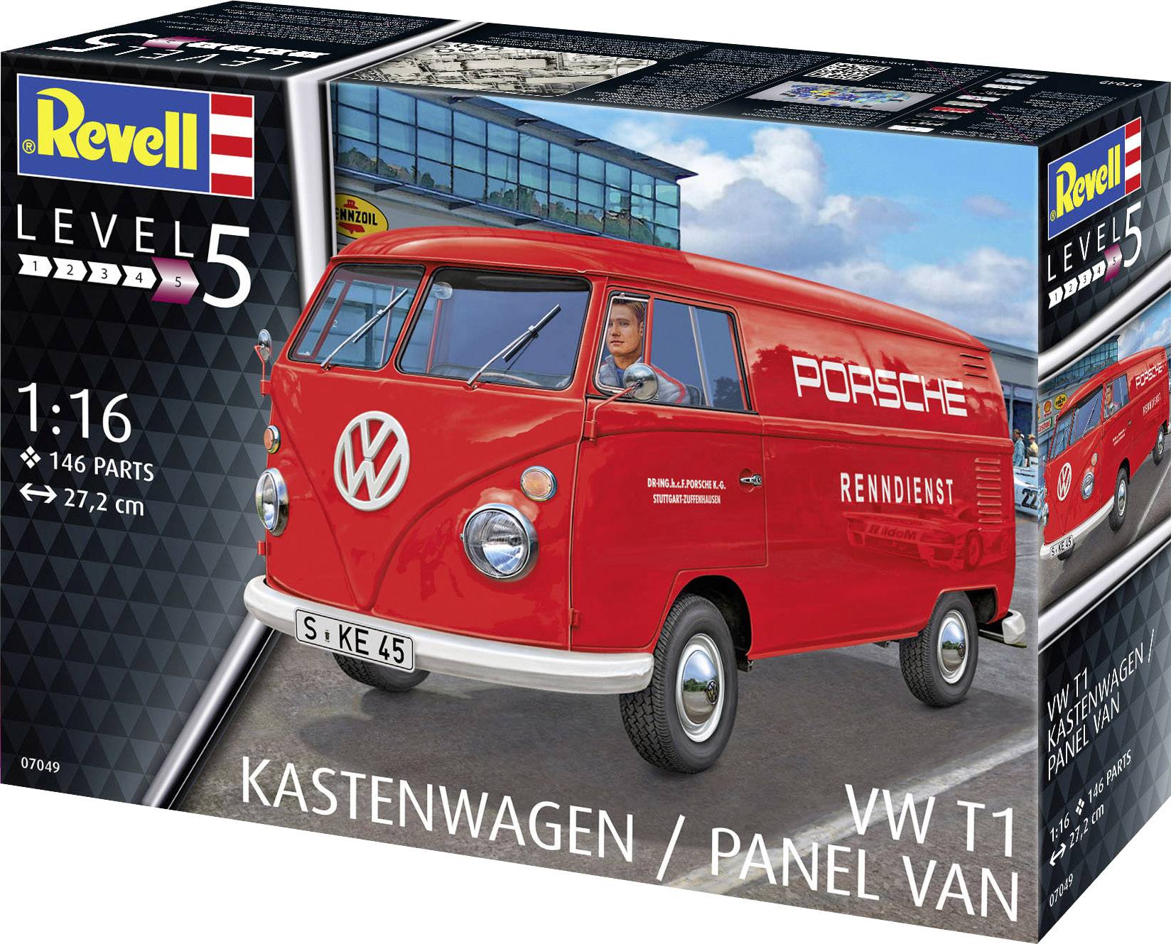 Revell 07049 VW T1 Kastenwagen / Panel Van Automodell Bausatz 1:16
