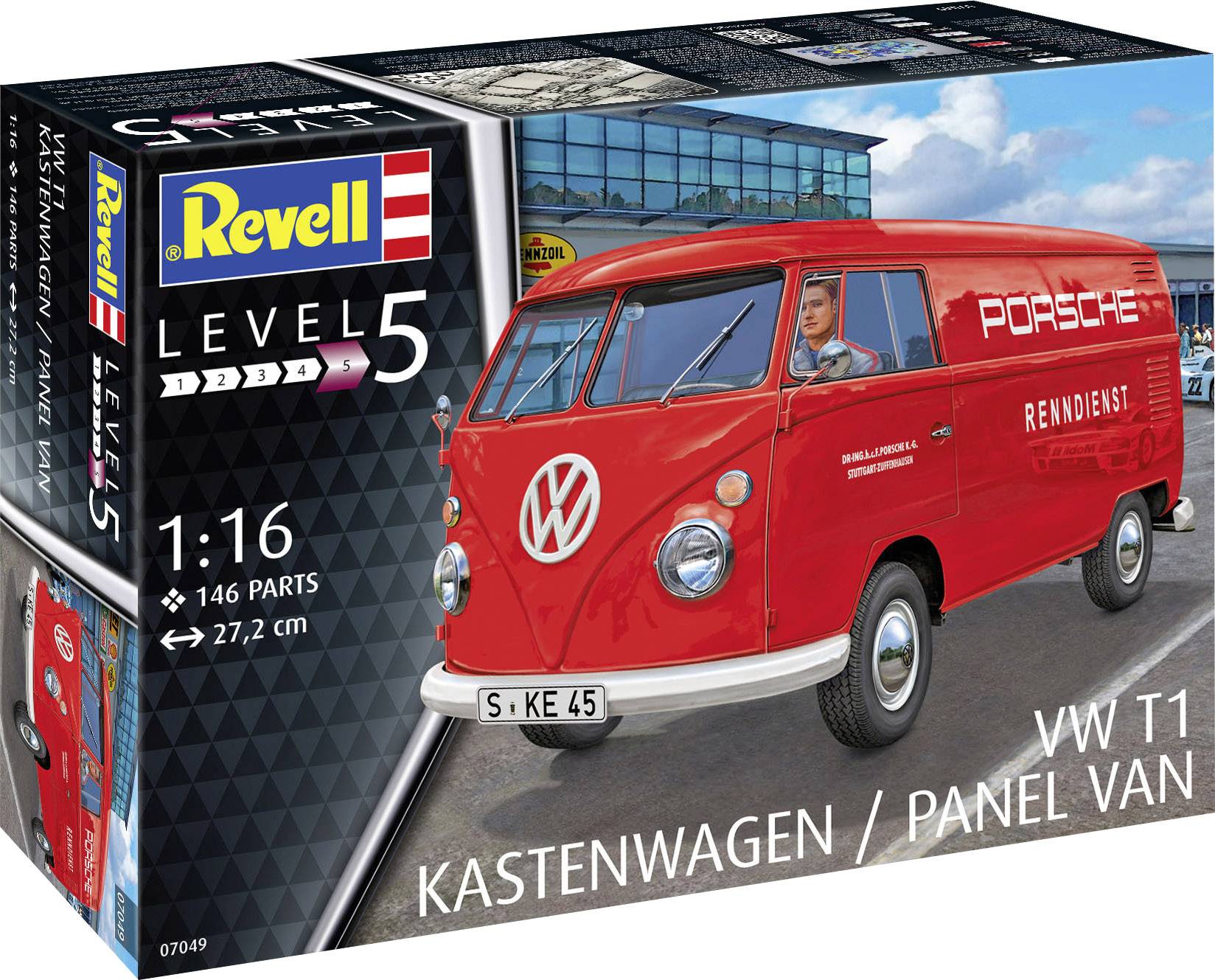 Revell 07049 VW T1 Kastenwagen / Panel Van Automodell Bausatz 1:16