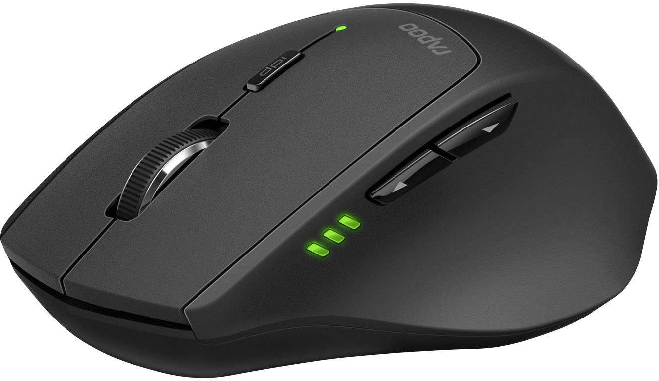 Rapoo MT550 Maus Funk, Bluetooth® Laser 6 Tasten 1600 dpi Ergonomisch