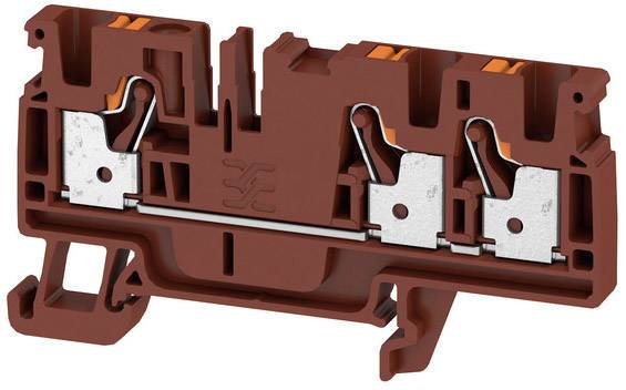 Eine rote elektrische Klemmbox mit Metallkontakten und Halterungen, die zum sicheren Verbinden von Drähten genutzt wird.