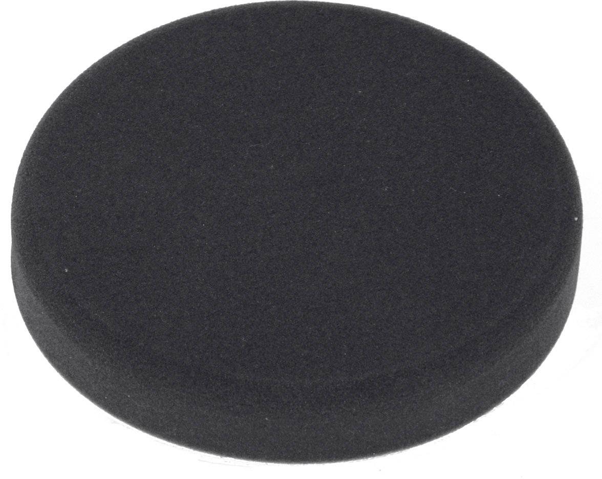 Ein schwarzer Hockey-Puck auf weißem Hintergrund.