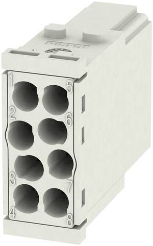 Ein mehrpoliger Steckerblock mit acht nummerierten Buchsen in zwei Reihen. Nutzung in elektrischen Schaltungen möglich.