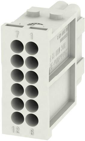 Ein graues Steckverbindungsmodul mit zwölf Kontakten in zwei Reihen, nummeriert von 1 bis 12.