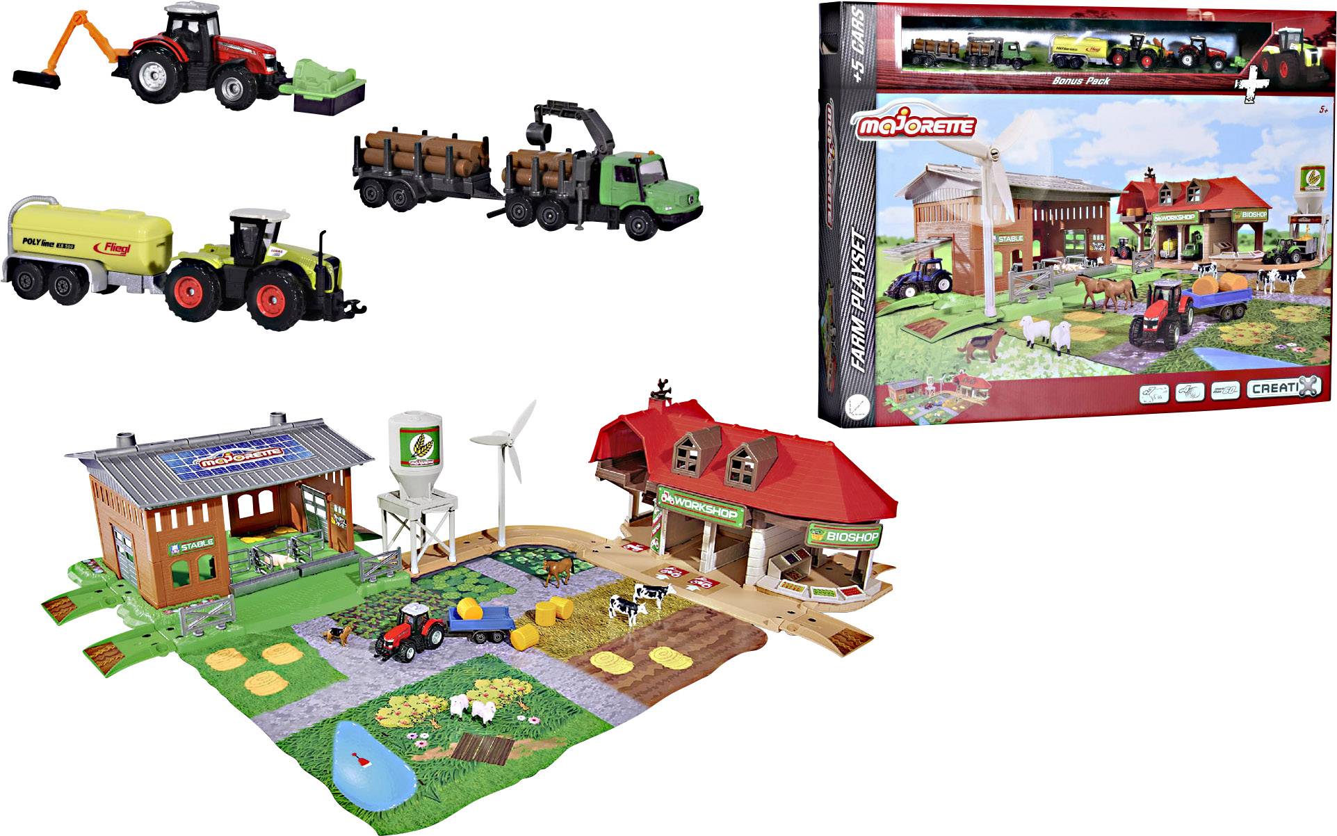 Majorette Creatix Big Farm mit 5 Landwirtschaftsfahrzeugen