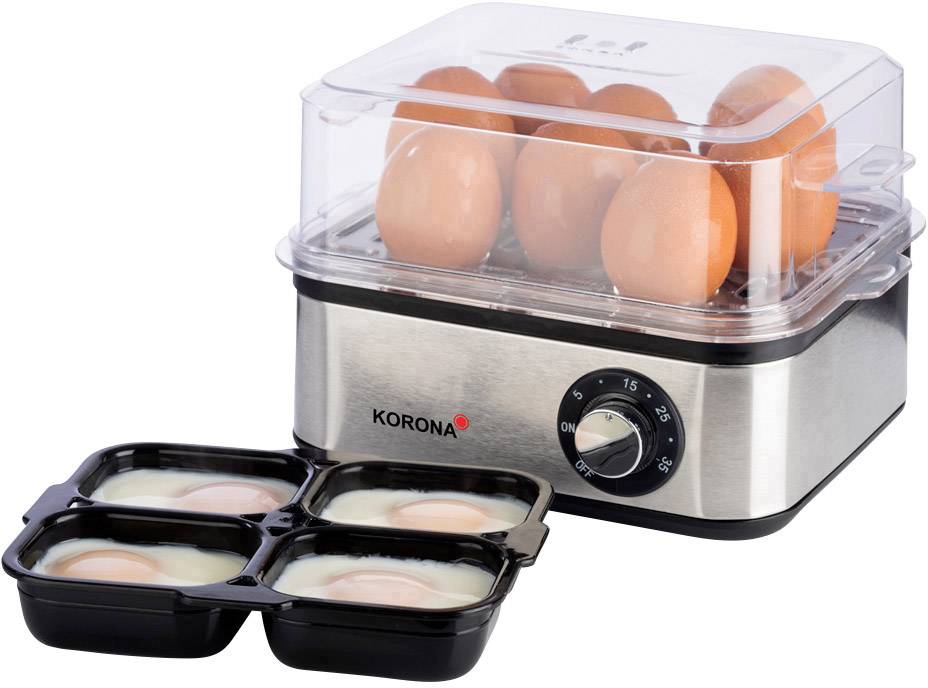 Korona 25303 Eierkocher mit Dampfgarfunktion Edelstahl, Schwarz