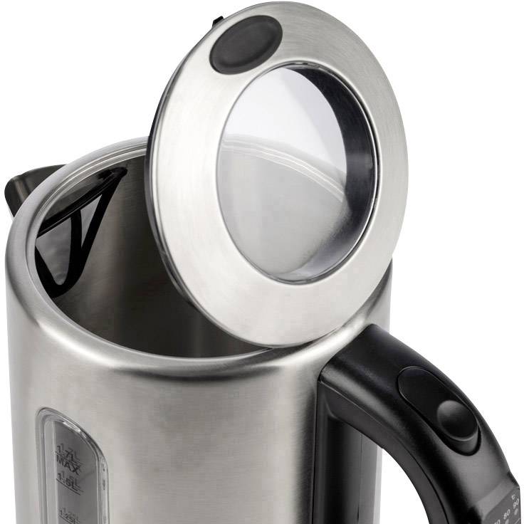 Korona 20690 Wasserkocher schnurlos, Temperaturvorwahl Edelstahl, Schwarz