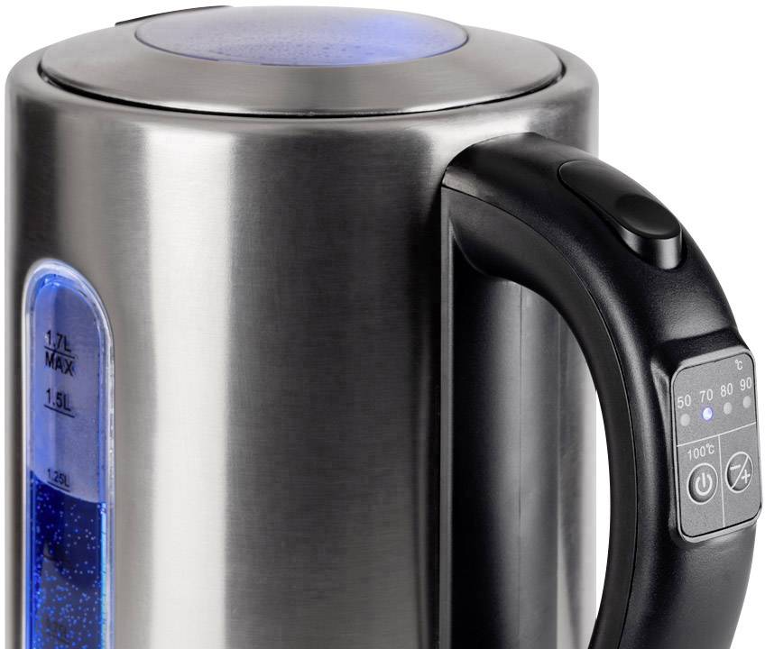 Korona 20690 Wasserkocher schnurlos, Temperaturvorwahl Edelstahl, Schwarz