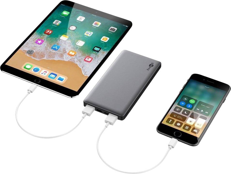 Goobay 10.0 QC 3.0 Powerbank 10000 mAh LiPo Silber-Schwarz