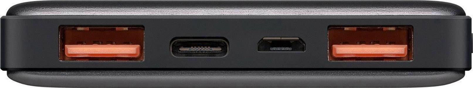 Goobay 10.0 QC 3.0 Powerbank 10000 mAh LiPo Silber-Schwarz