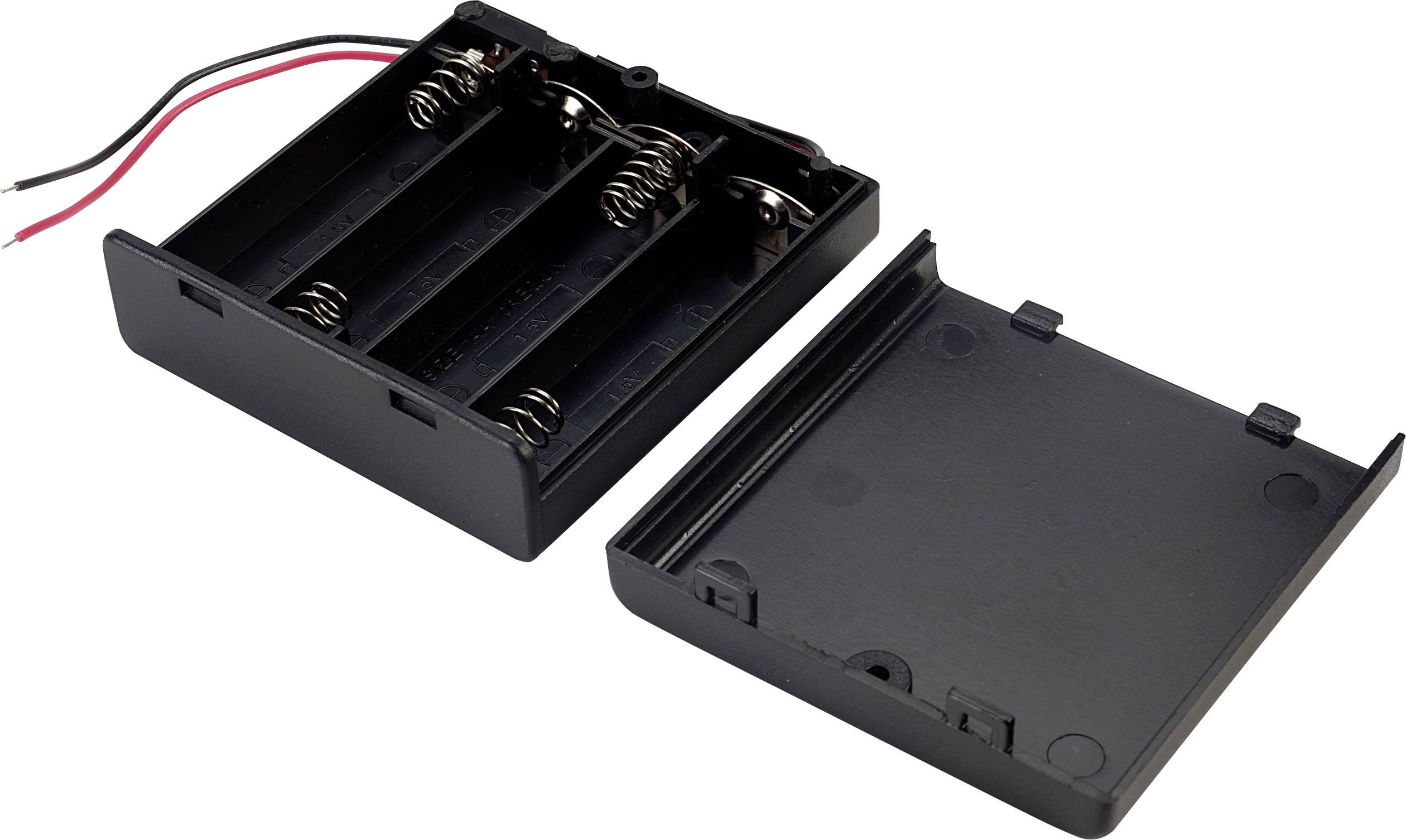 AA TRU Components BH-364A Batteriehalter 6X Mignon Kabel