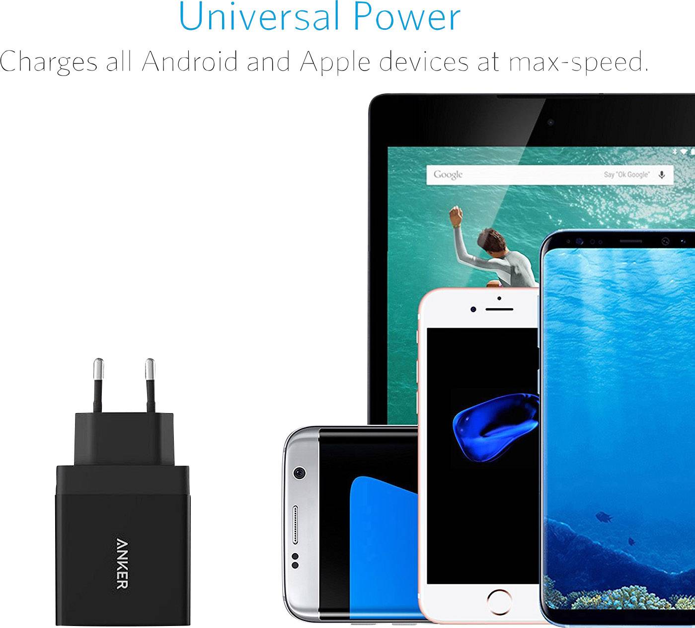 Anker PowerPort+1 QC3.0 USB-Ladegerät Steckdose Ausgangsstrom (max.) 2400 mA Anzahl Ausgänge: 1 x USB Qualcomm Quick Charge 3.0