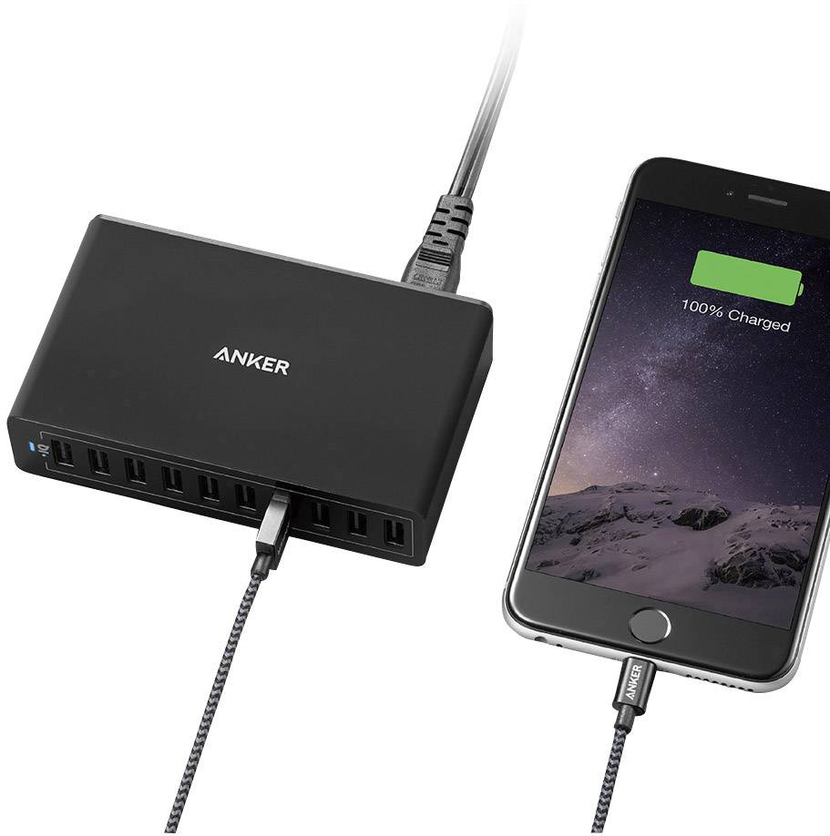 Anker PowerPort 10 A2133311 USB-Ladestation Steckdose Ausgangsstrom (max.) 12000 mA 10 x USB