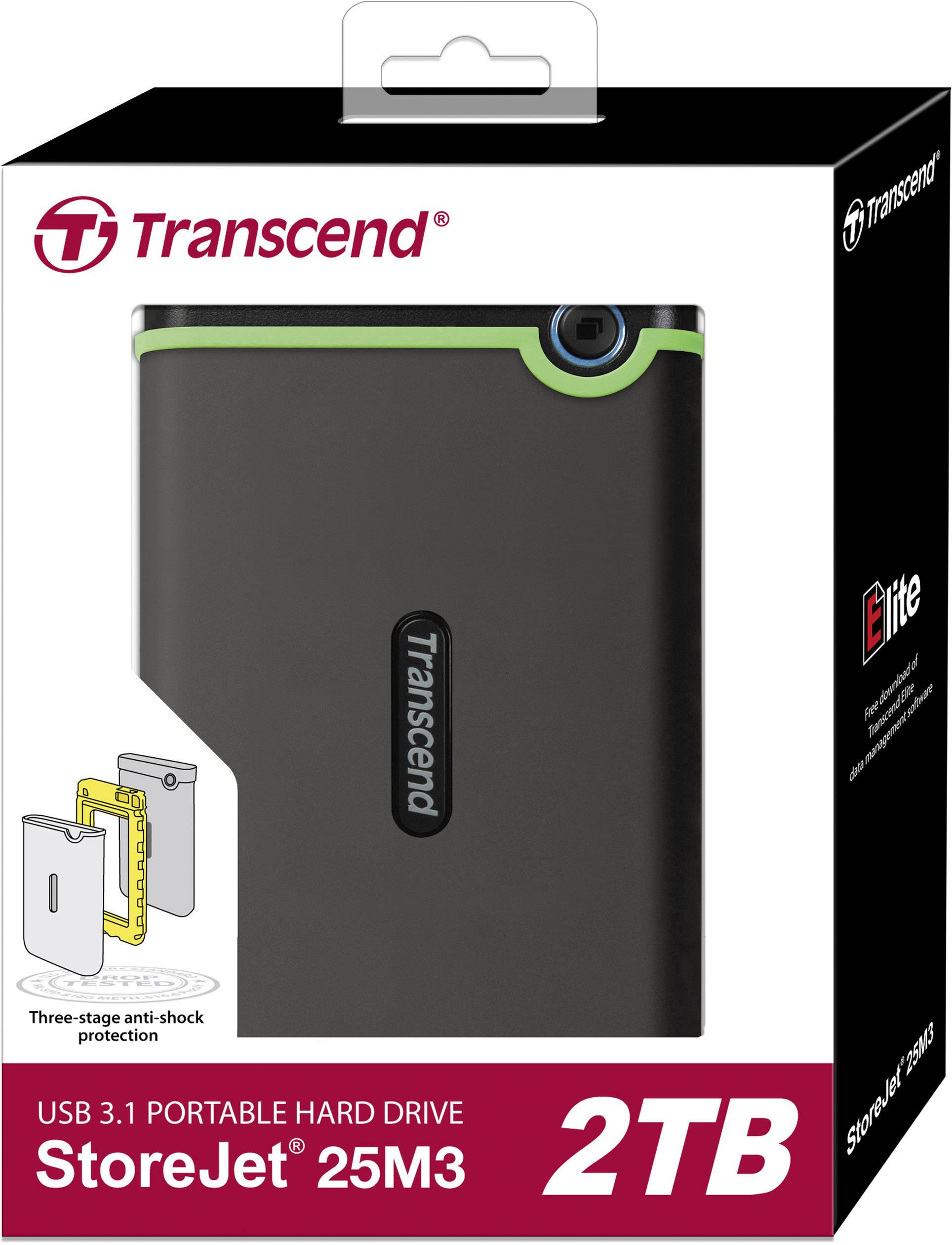 Transcend StoreJet® 25M3S Slim 2TB Externe Festplatte 6.35cm (2.5 Zoll) USB-A (USB 3.2 Gen 2) Eisen-Grau TS2TSJ25M3S