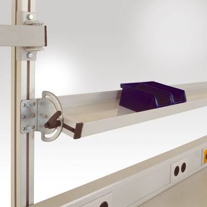 Manuflex LZ8292.7035 ESD Neigbare Ablagekonsole 1250x200mm (1129x195) für ALU-Aufbau RAL7035 lichtgrau leitfähig Lichtgrau