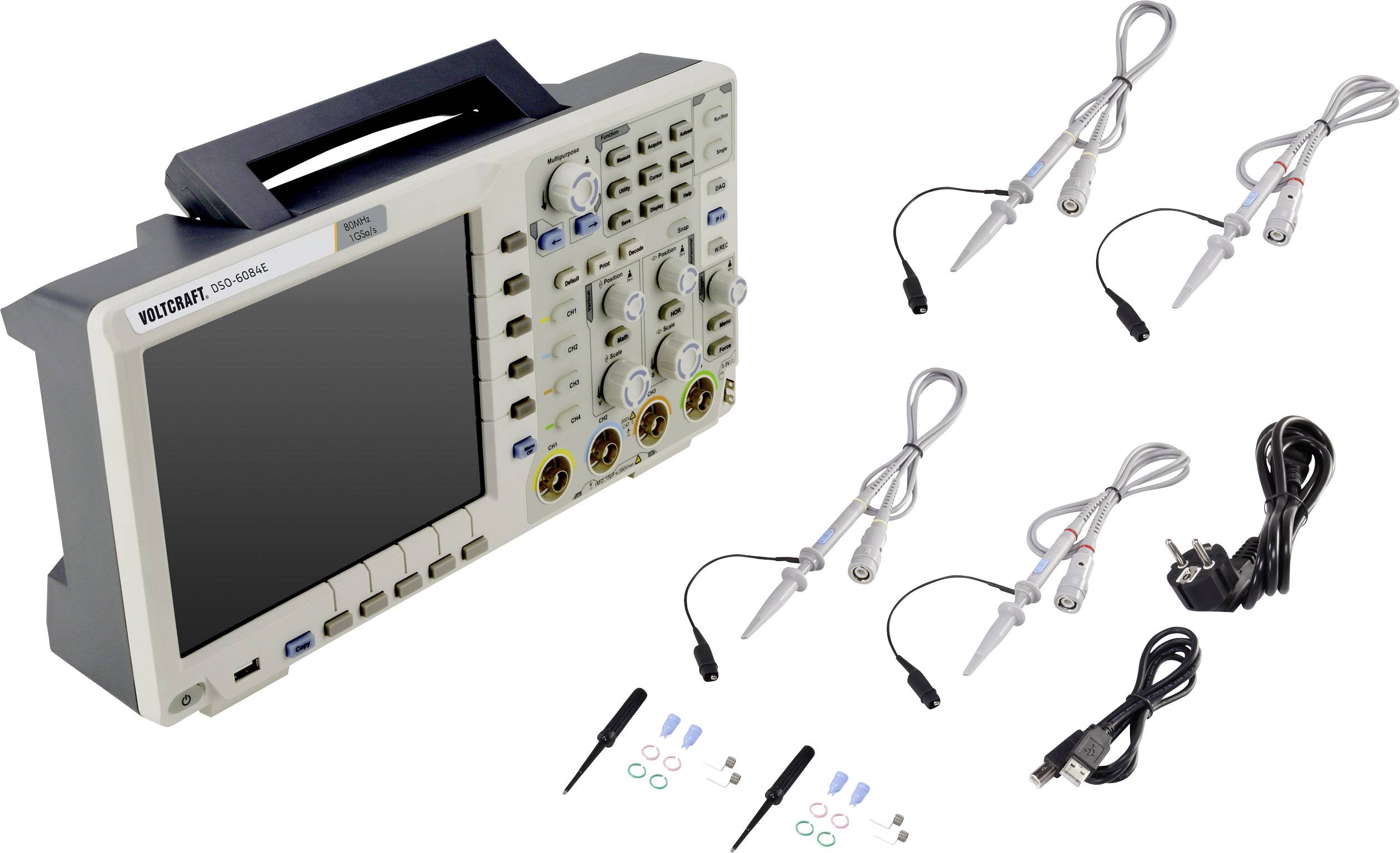 VOLTCRAFT DSO-6084E SE Digital-Oszilloskop  80 MHz 4-Kanal 1 GSa/s 40000 kpts 8 Bit Digital-Speicher (DSO) 1 St.