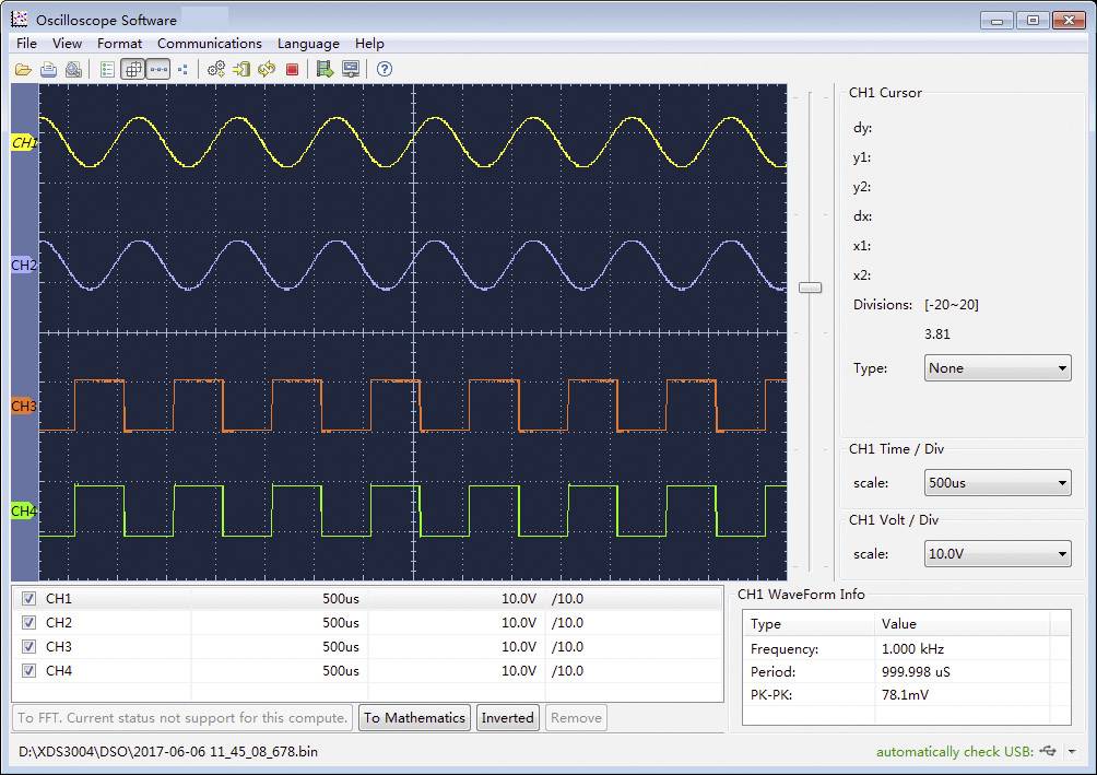 VOLTCRAFT DSO-6084F Digital-Oszilloskop 80MHz 4-Kanal 1 GSa/s 40000 kpts 8 Bit Digital-Speicher (DSO), Funktionsgenerator 1St.
