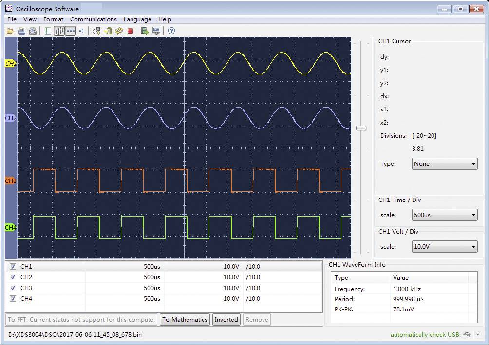 VOLTCRAFT DSO-6104F Digital-Oszilloskop 100MHz 4-Kanal 1 GSa/s 40000 kpts 8 Bit Digital-Speicher (DSO), Funktionsgenerator 1St.