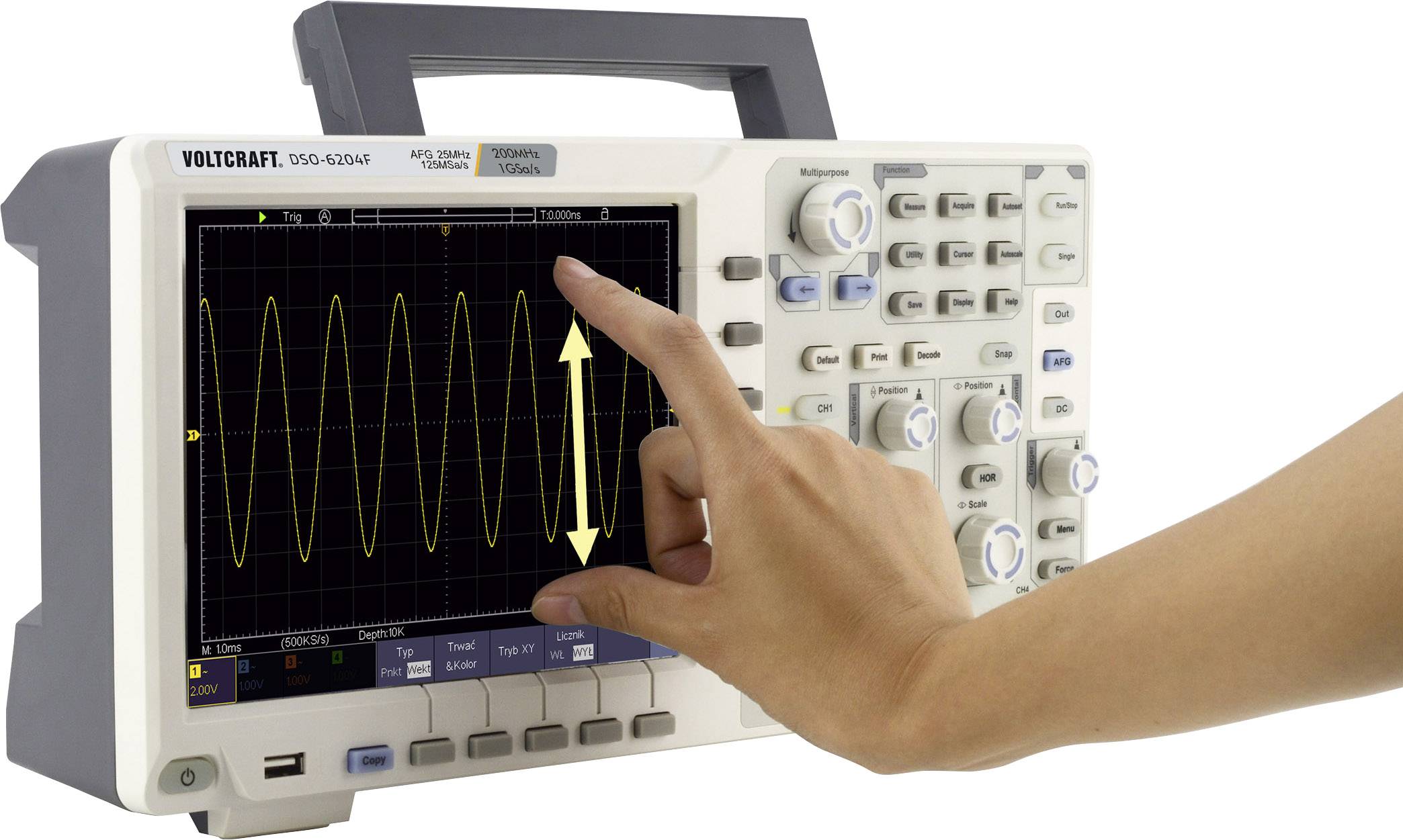 VOLTCRAFT DSO-6204F Digital-Oszilloskop kalibriert (ISO) 200MHz 1 GSa/s 10000 kpts 8 Bit Digital-Speicher (DSO)
