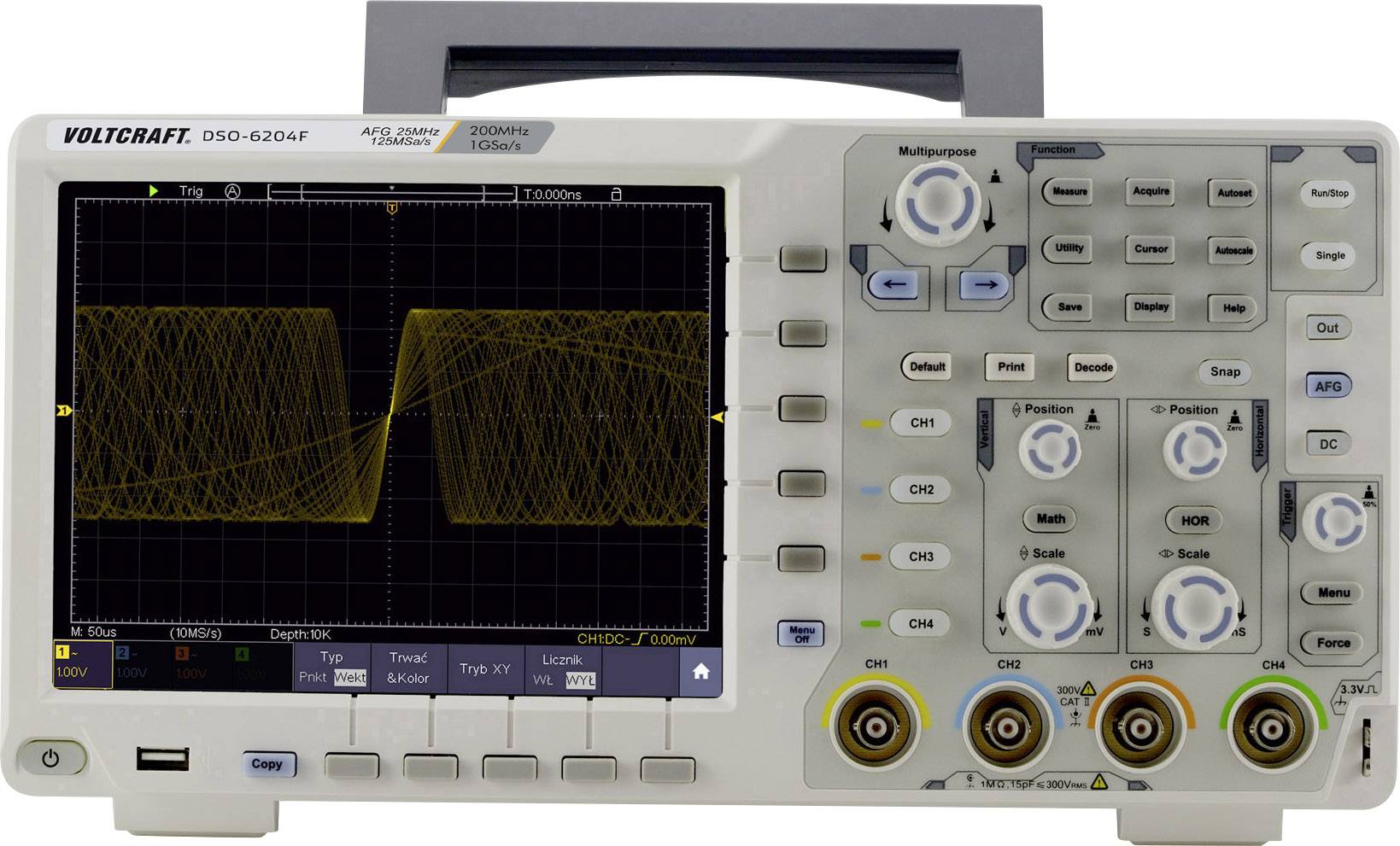 VOLTCRAFT DSO-6204F Digital-Oszilloskop kalibriert (DAkkS-akkreditiertes Labor) 200MHz 1 GSa/s 10000 kpts 8 Bit Digital-Speicher