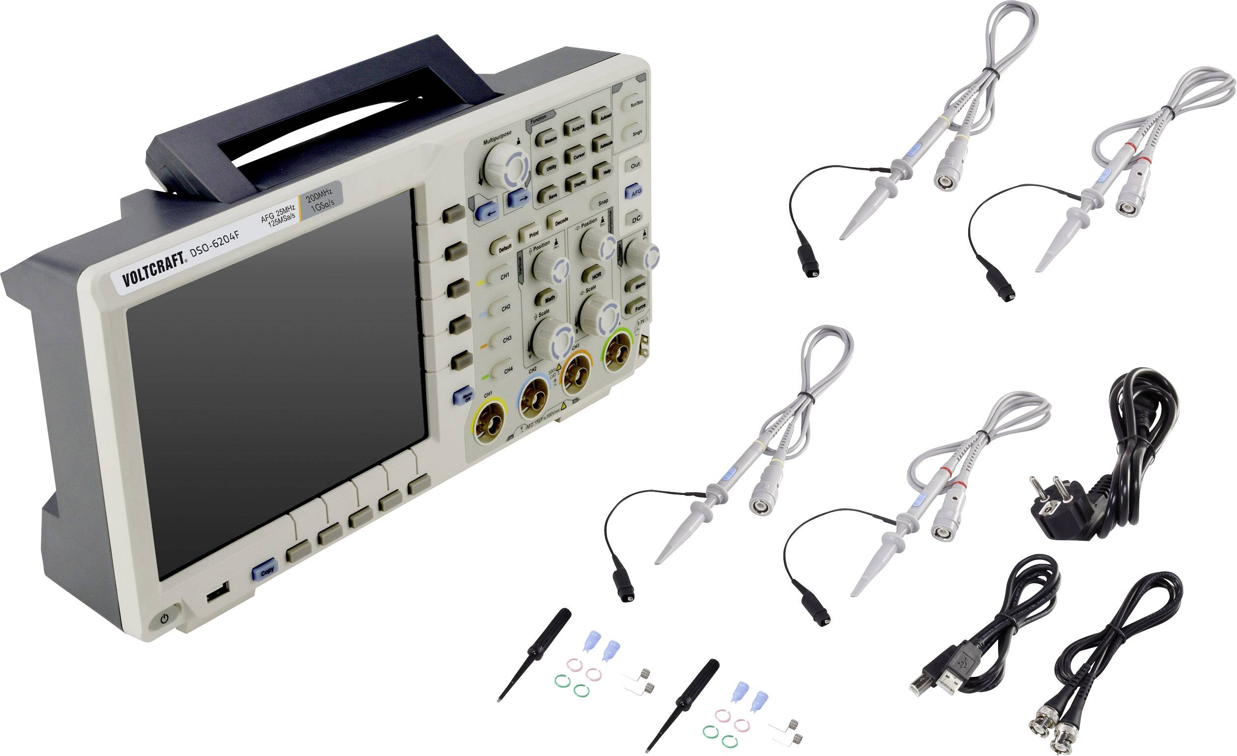 VOLTCRAFT DSO-6204F Digital-Oszilloskop kalibriert (DAkkS-akkreditiertes Labor) 200MHz 1 GSa/s 10000 kpts 8 Bit Digital-Speicher