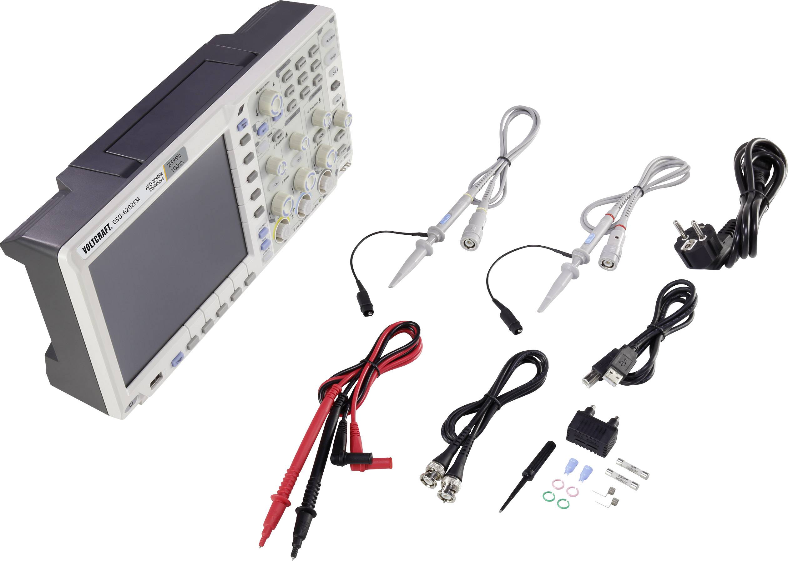 VOLTCRAFT DSO-6202FM Digital-Oszilloskop 200MHz 2-Kanal 1 GSa/s 40000 kpts 14 Bit Digital-Speicher (DSO), Funktionsgenerator