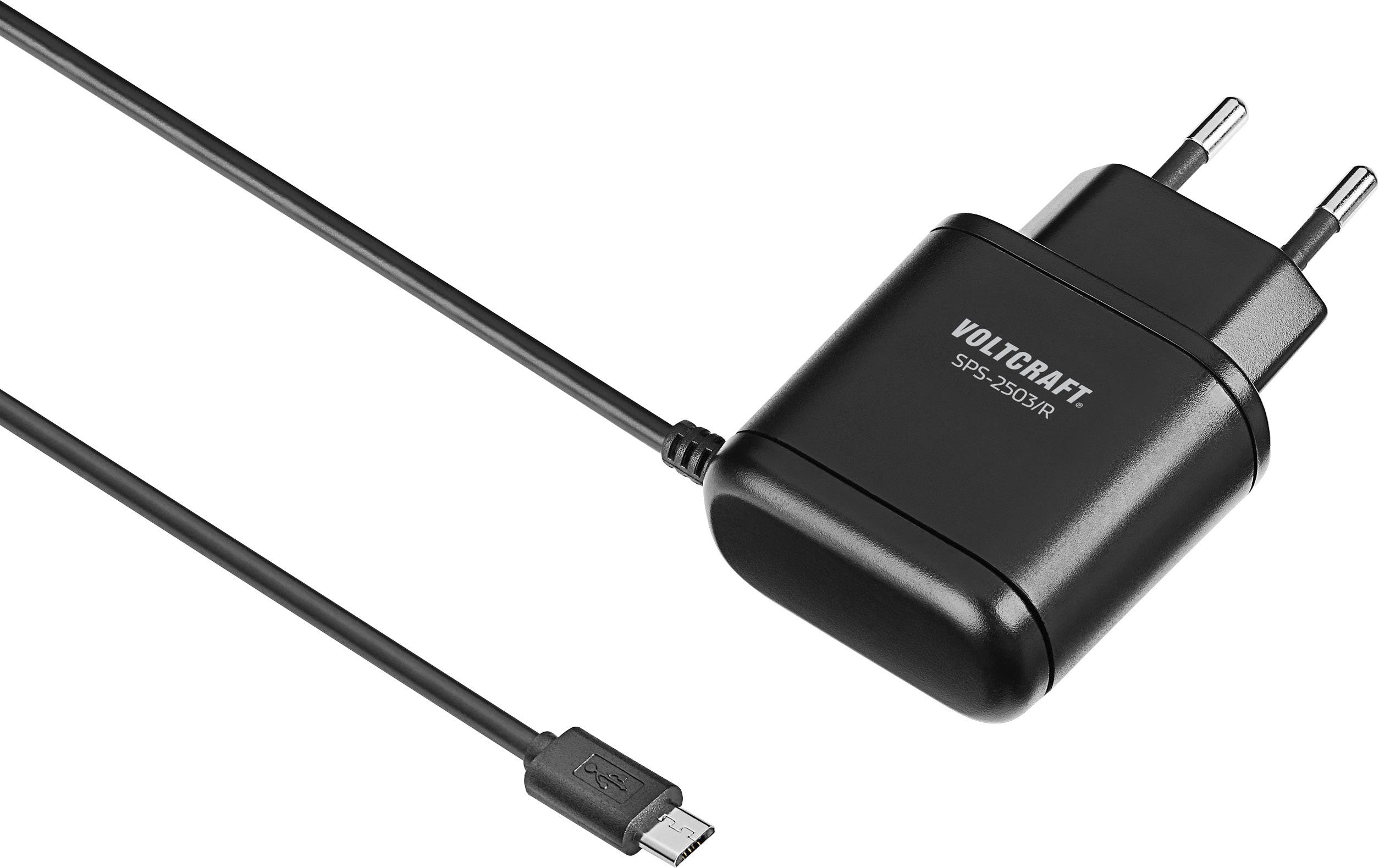 VOLTCRAFT SPS-2503/R Steckernetzteil, Festspannung 15W Micro-USB Schwarz Steckdose Raspberry Pi 3 geeignet