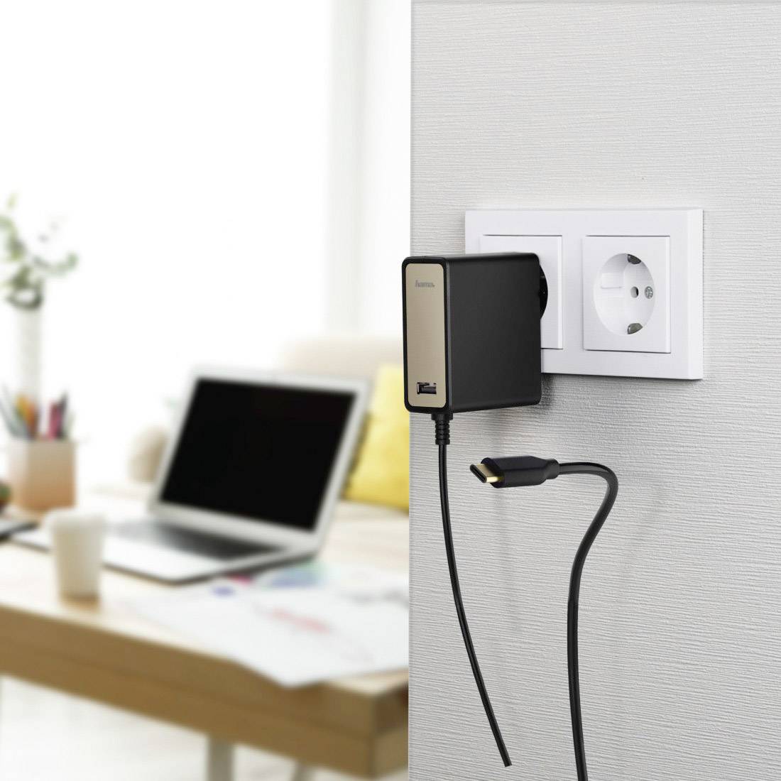 Hama USB-C Power Delivery 00054184 USB-Ladegerät Steckdose Ausgangsstrom (max.) 3000 mA 2 x USB-C™ Stecker, USB