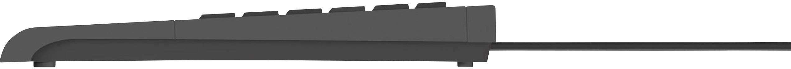 Keysonic ACK-3410 USB Tastatur Deutsch, QWERTZ Schwarz Integriertes Touchpad, Maustasten