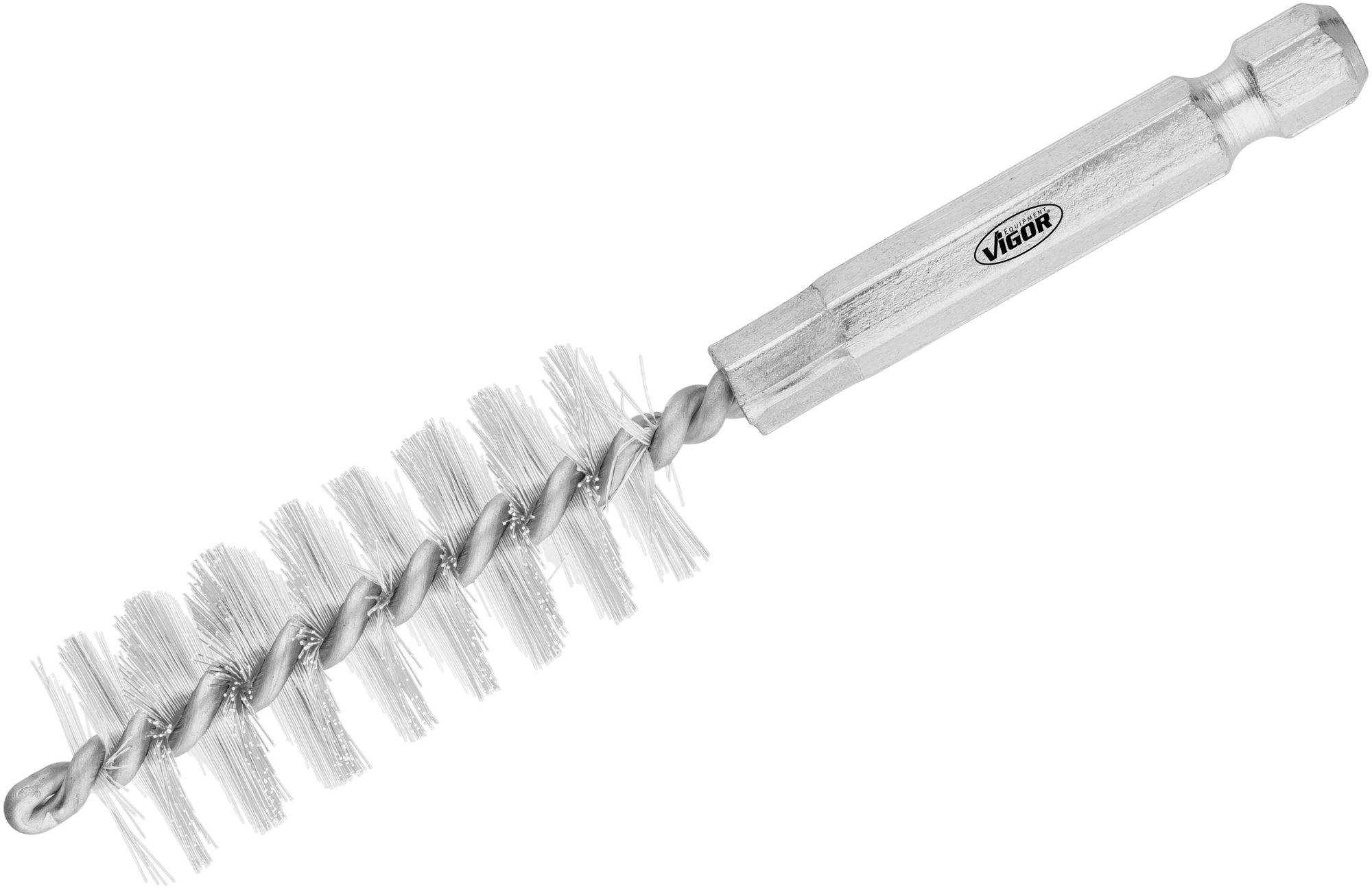 Drahtbürste mit einem Griff und gedrehten Metallborsten, geeignet zum Reinigen von schwierigen Stellen.