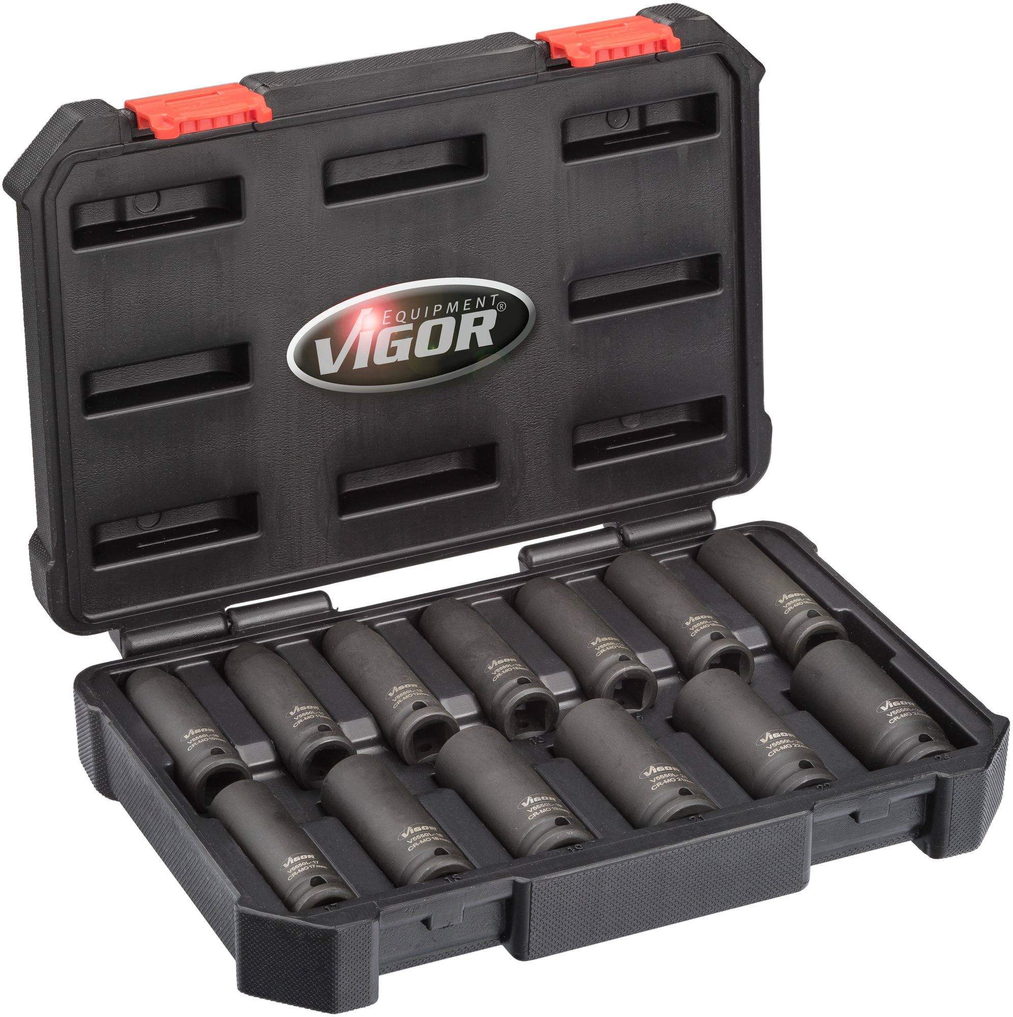 Vigor V5550L Außen-Sechskant Kraft-Steckschlüsseleinsatz-Set 13teilig 1/2" (12.5 mm)