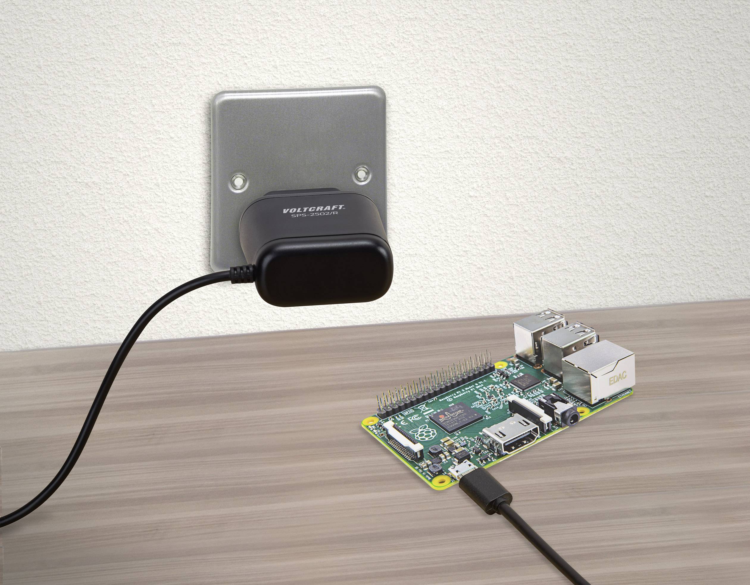 VOLTCRAFT SPS-2502/R Steckernetzteil, Festspannung Passend für (Entwicklungskits): Raspberry Pi® Ausgangsstrom (max.) 2500mA 1