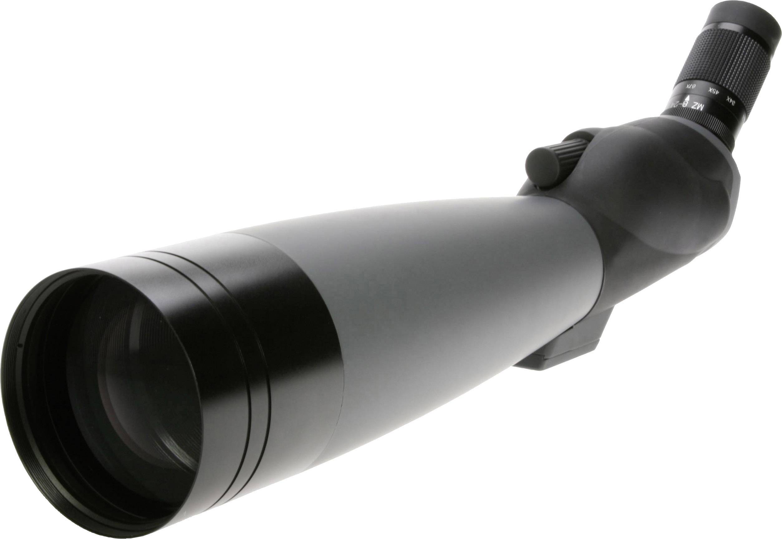 Fernglas in seitlicher Ansicht, schwarz, mit großem Objektiv und Fokussierknopf. Geeignet für Vogelbeobachtung und Landschaftsbetrachtung.