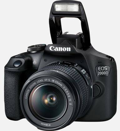 Canon EOS-2000D Digitale Spiegelreflexkamera EF-S 18-55mm IS II 24.1 Megapixel Schwarz Optischer Sucher, mit eingebautem Blitz