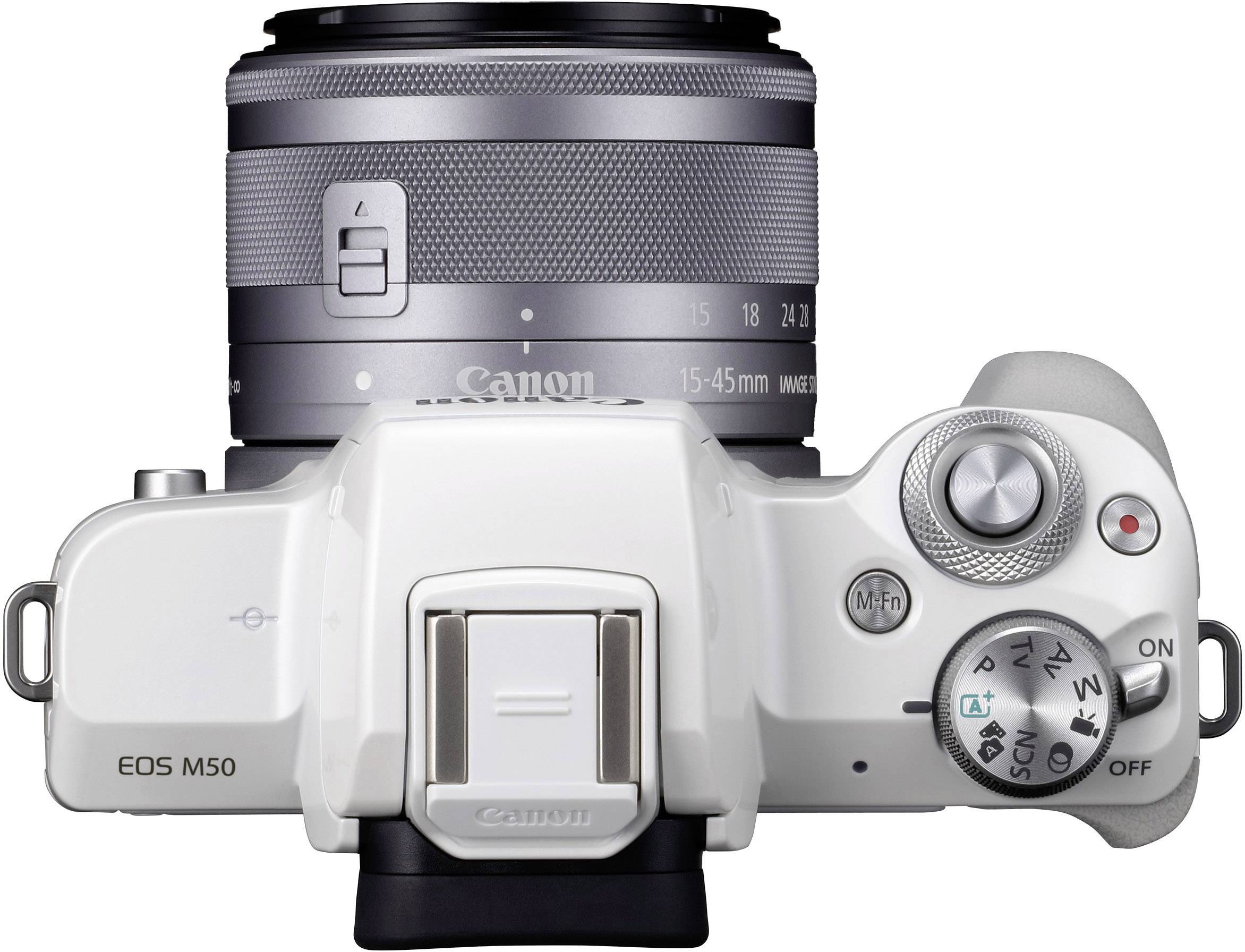 Canon EOS M50 EF-M 15-45 Kit Systemkamera EF-M 15-45 mm Gehäuse (Body), inkl. Akku, inkl. Standard-