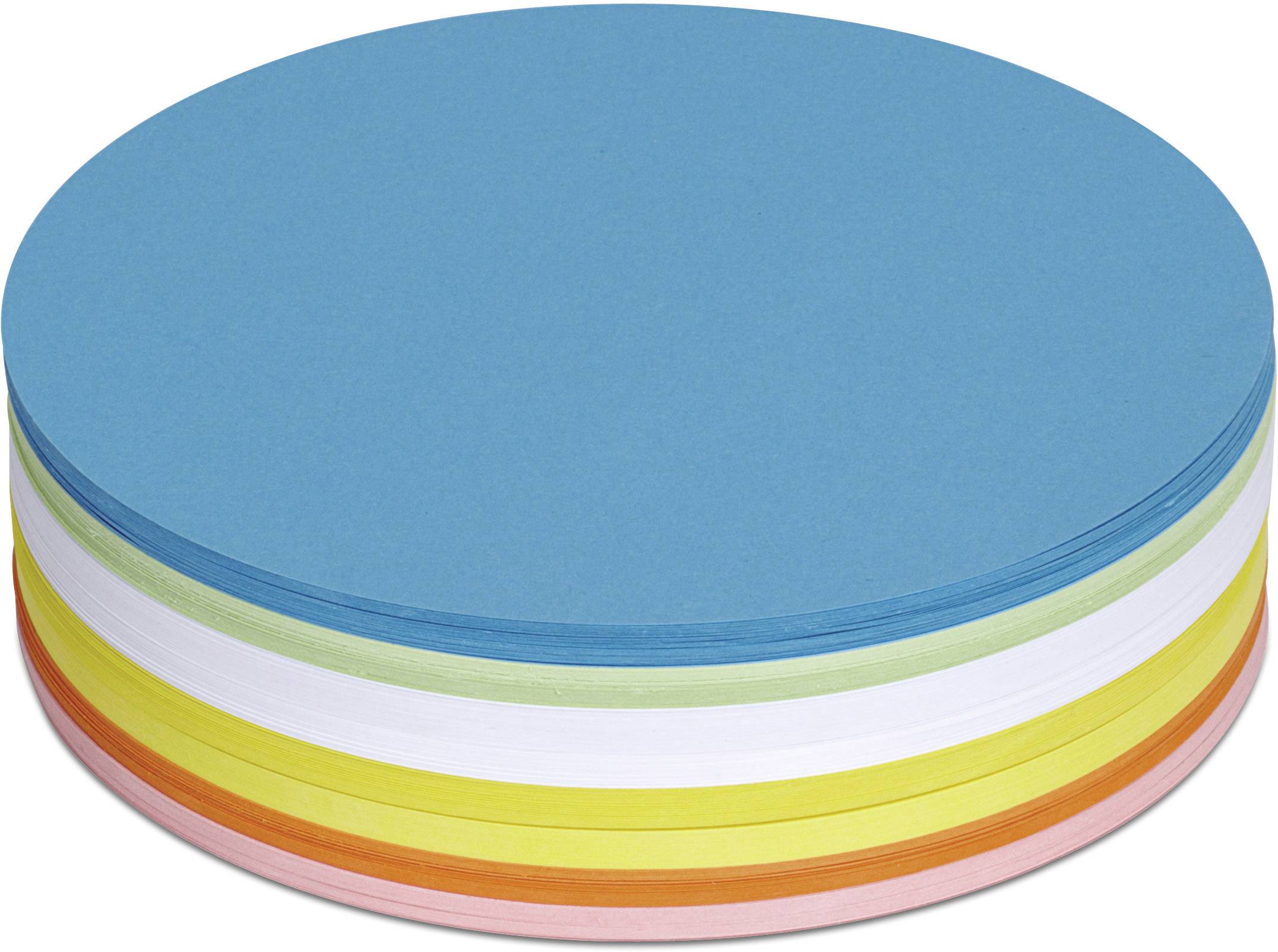 Maul Moderationskarte Weiß, Gelb, Orange, Rot, Grün, Blau rund 18.5 cm 250 St.