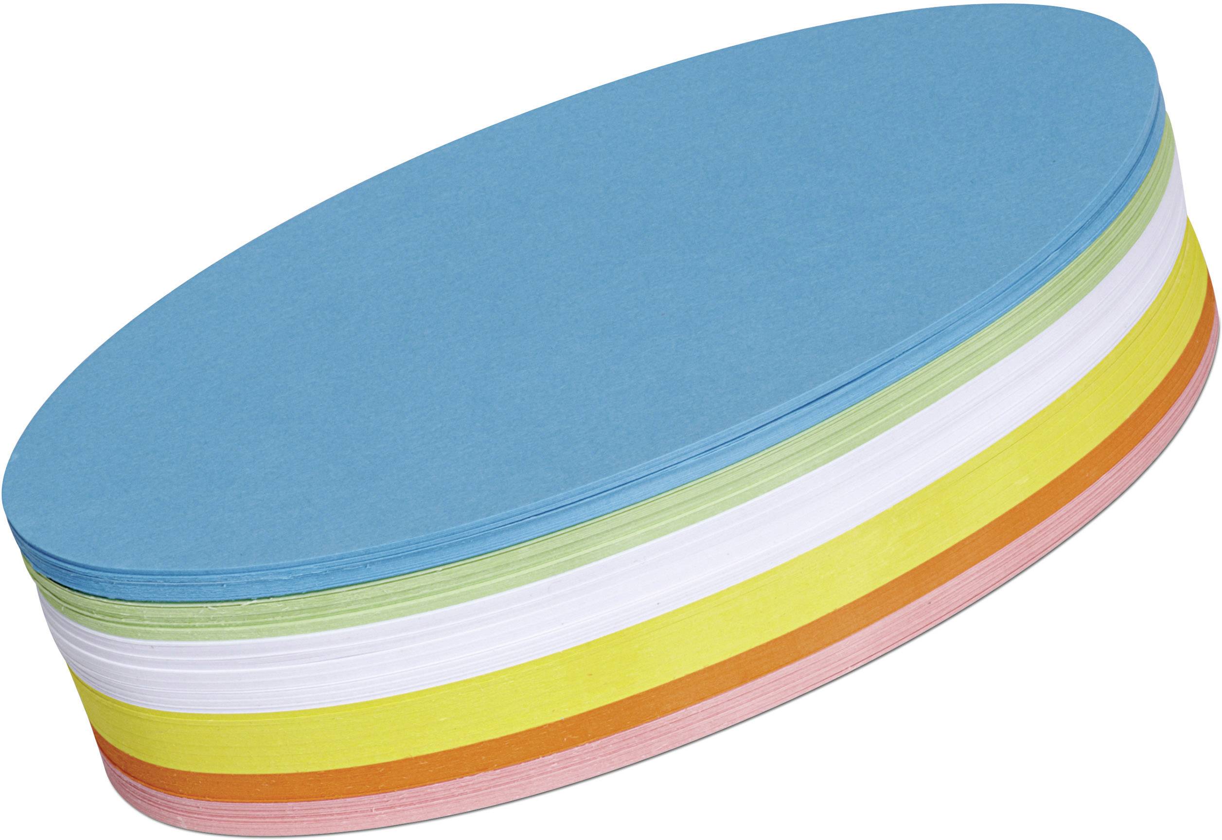 Maul Moderationskarte Weiß, Gelb, Orange, Rot, Grün, Blau oval 11 cm x 19 cm 250 St.