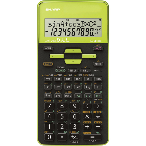 Sharp EL-531TH Calculatrice scolaire vert Ecran: 10 à pile(s) (l x H x P) 80 x 15 x 161 mm
