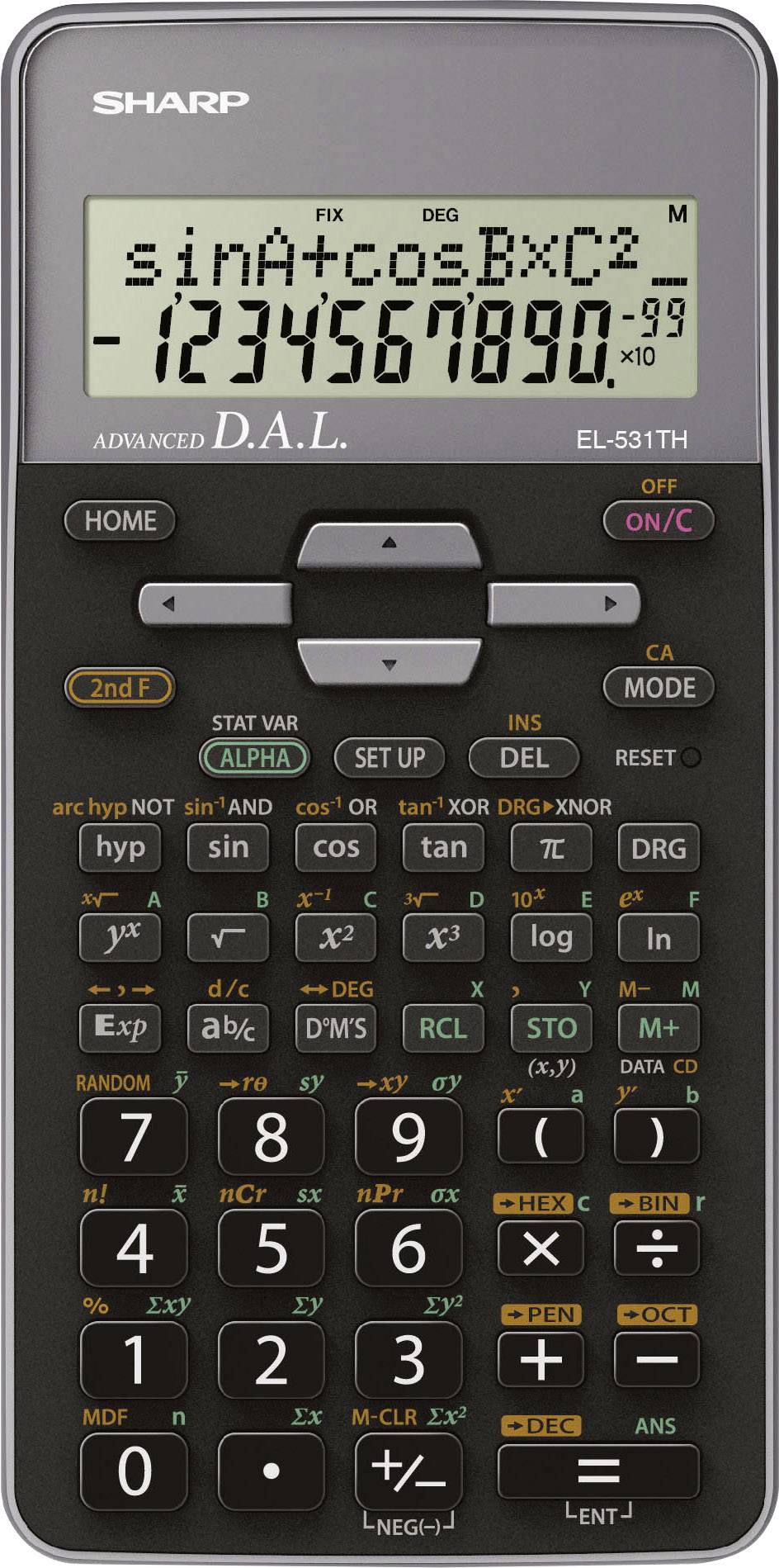 Sharp EL-531TH Schulrechner Grau Display (Stellen): 10 batteriebetrieben (B x H x T) 80 x 15 x 161 mm