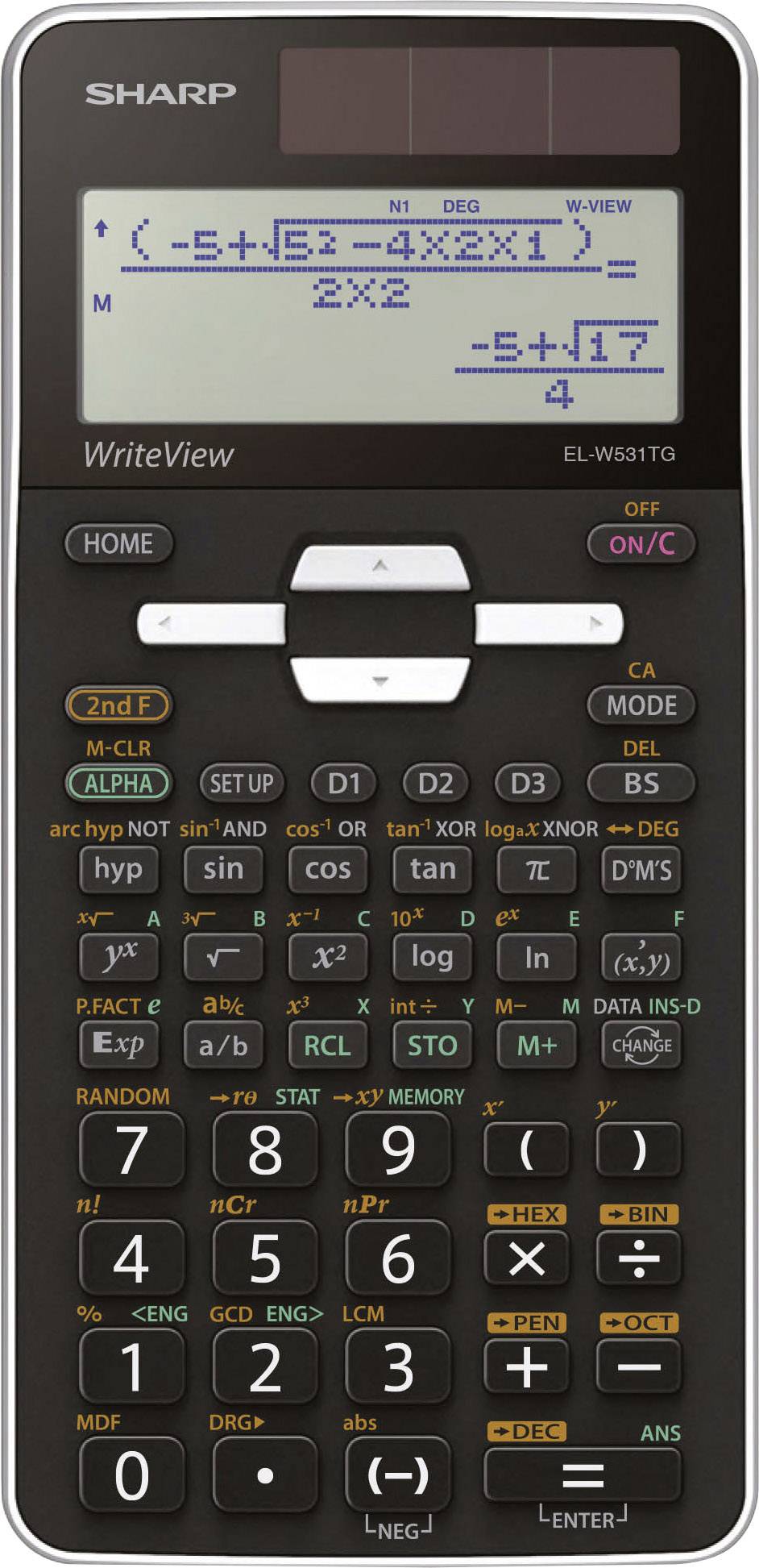 Sharp EL-W531TG Schulrechner Schwarz Display (Stellen): 16 solarbetrieben, batteriebetrieben (B x H x T) 80 x 15 x 166 mm