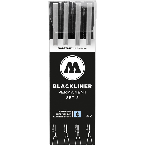 MOLOTOW 200487 Blackliner Set 2 Fineliner 4 St./Pack. Schwarz 0.3 mm, 0.5 mm, 0.7 mm, 1 mm 4 St.
