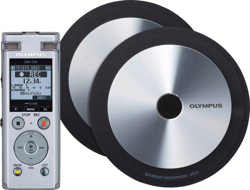 Olympus DM-720 Meet & Record Kit Large Digitales Diktiergerät Aufzeichnungsdauer (max.) 985h Silber
