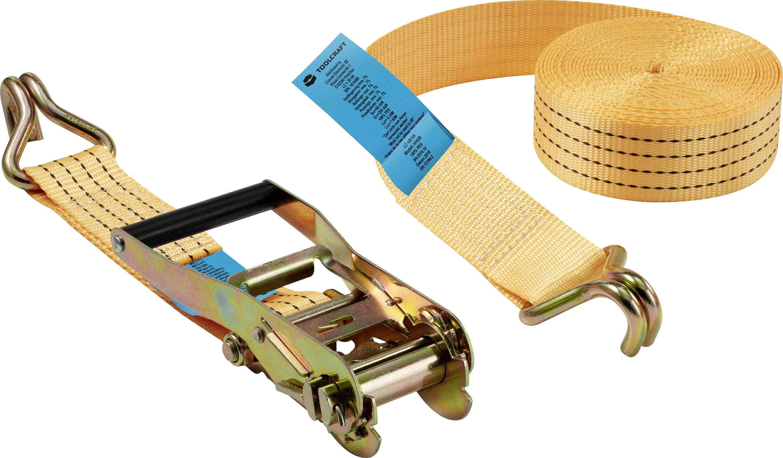 TOOLCRAFT Zweiteiliger Spanngurt Zugkraft LC Niederzurren (einzeln/direkt)=2000 daN (L x B) 8000mm x 50mm Ratsche