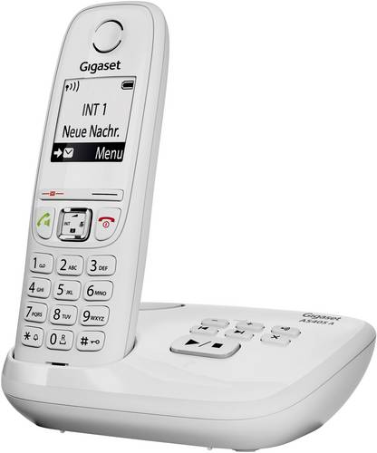 AS405A DECT/GAP Schnurloses Telefon analog Anrufbeantworter, Freisprechen Weiß