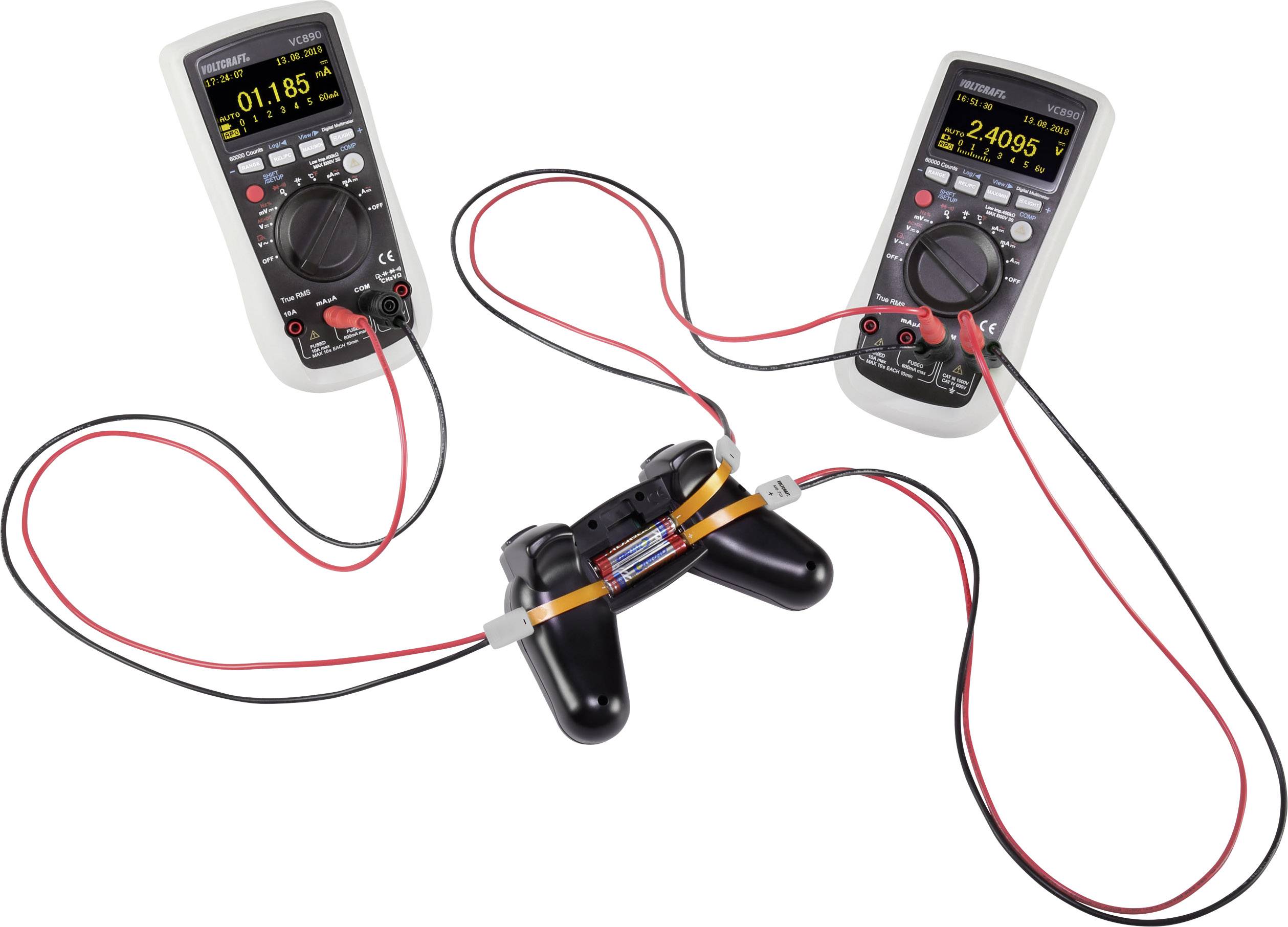 VOLTCRAFT MB-701 Batterie Messadapter - gerade Schwarz, Rot