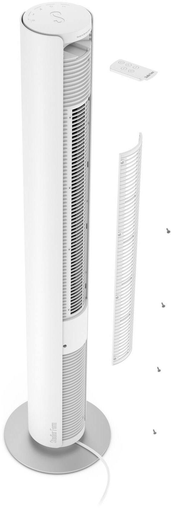 Stadler Form Peter weiß Turmventilator 60 W (Ø x H) 24 cm x 1090 mm Weiß, Silber Oszillierend, Timer, mit Fernbedienung, LED-Display