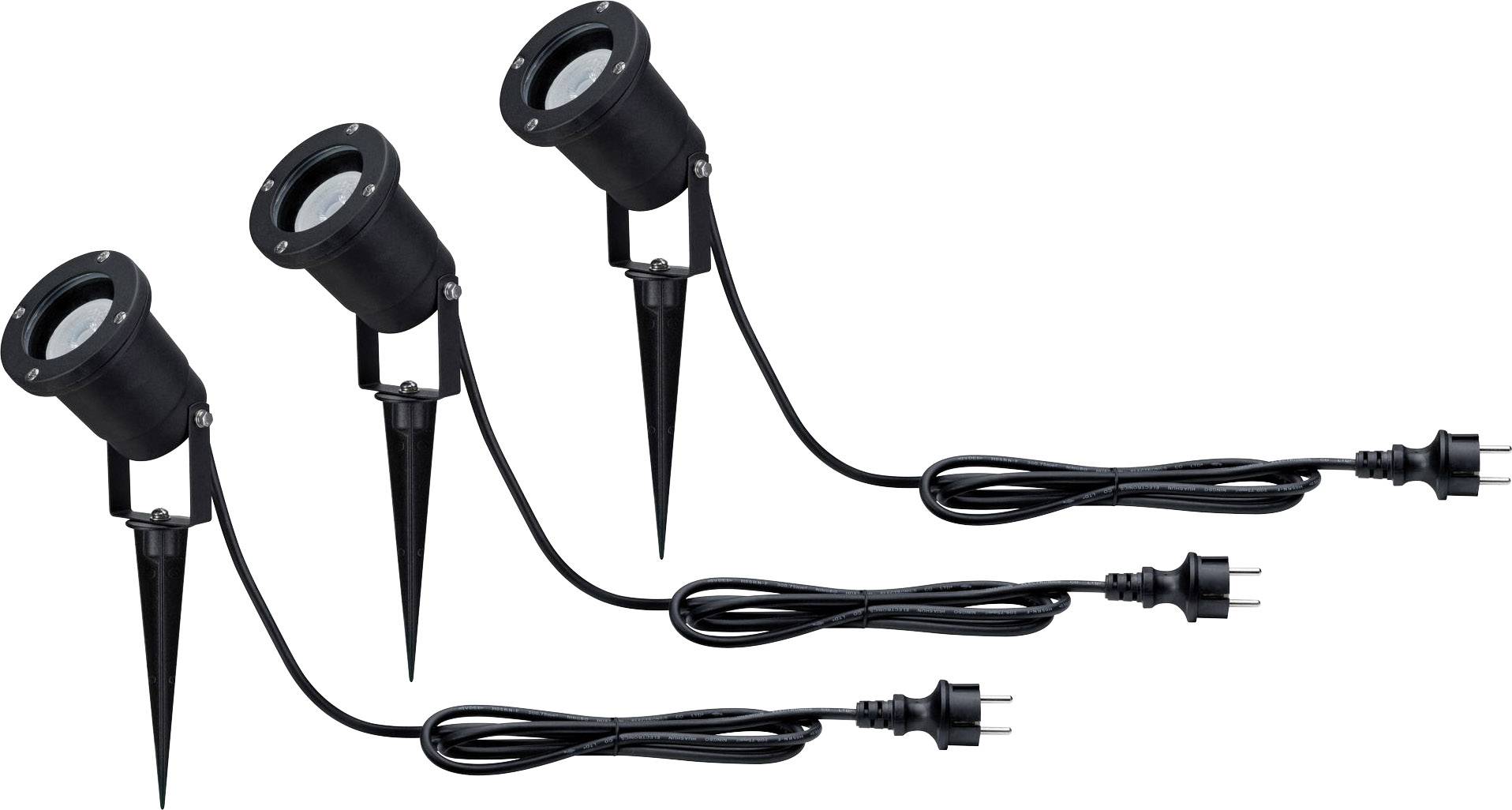 Paulmann 98897 LED-Gartenstrahler 3er Set LED GU10 10.5W Schwarz