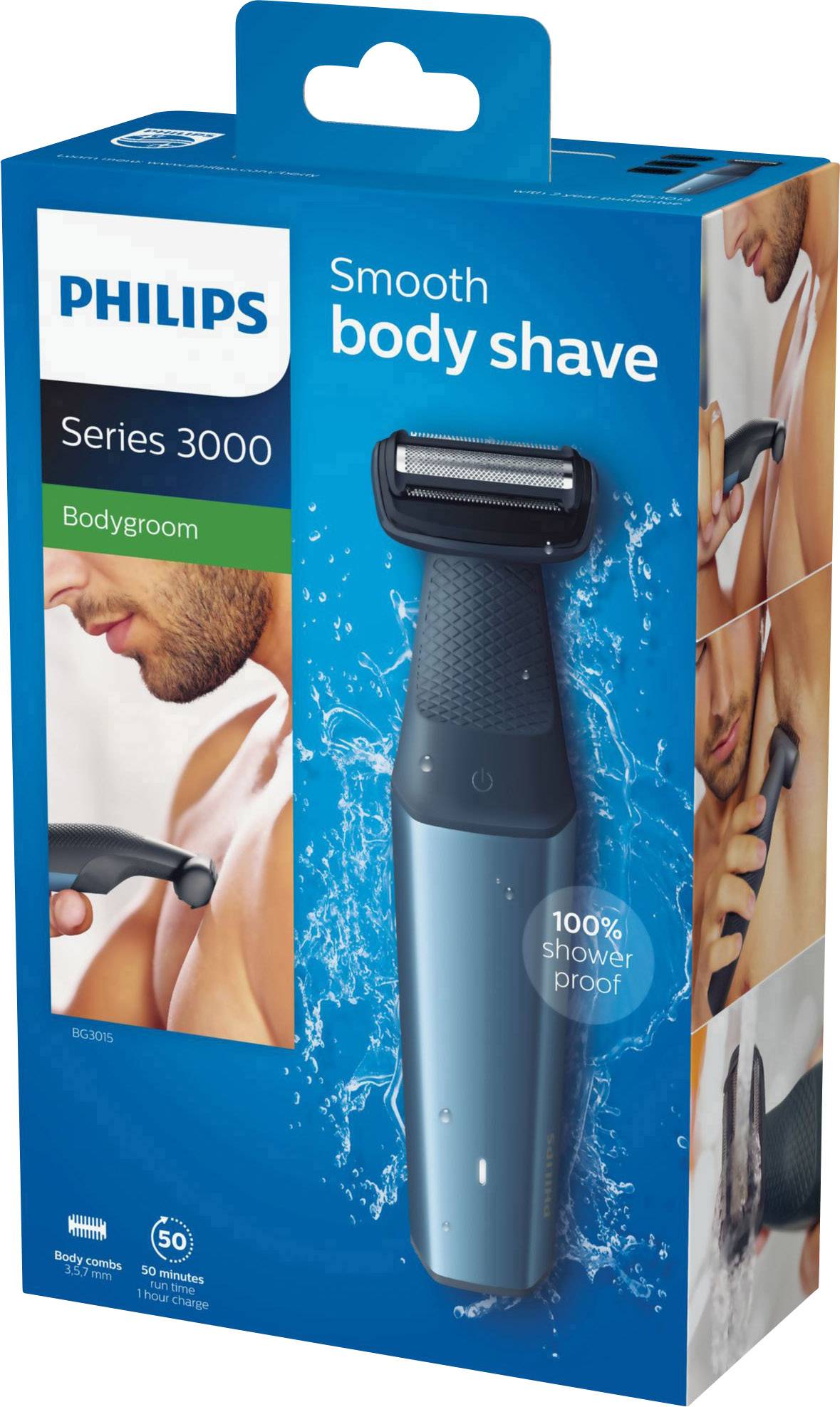 Philips BG3015/15 Körperhaartrimmer Blau (metallic), Schwarz