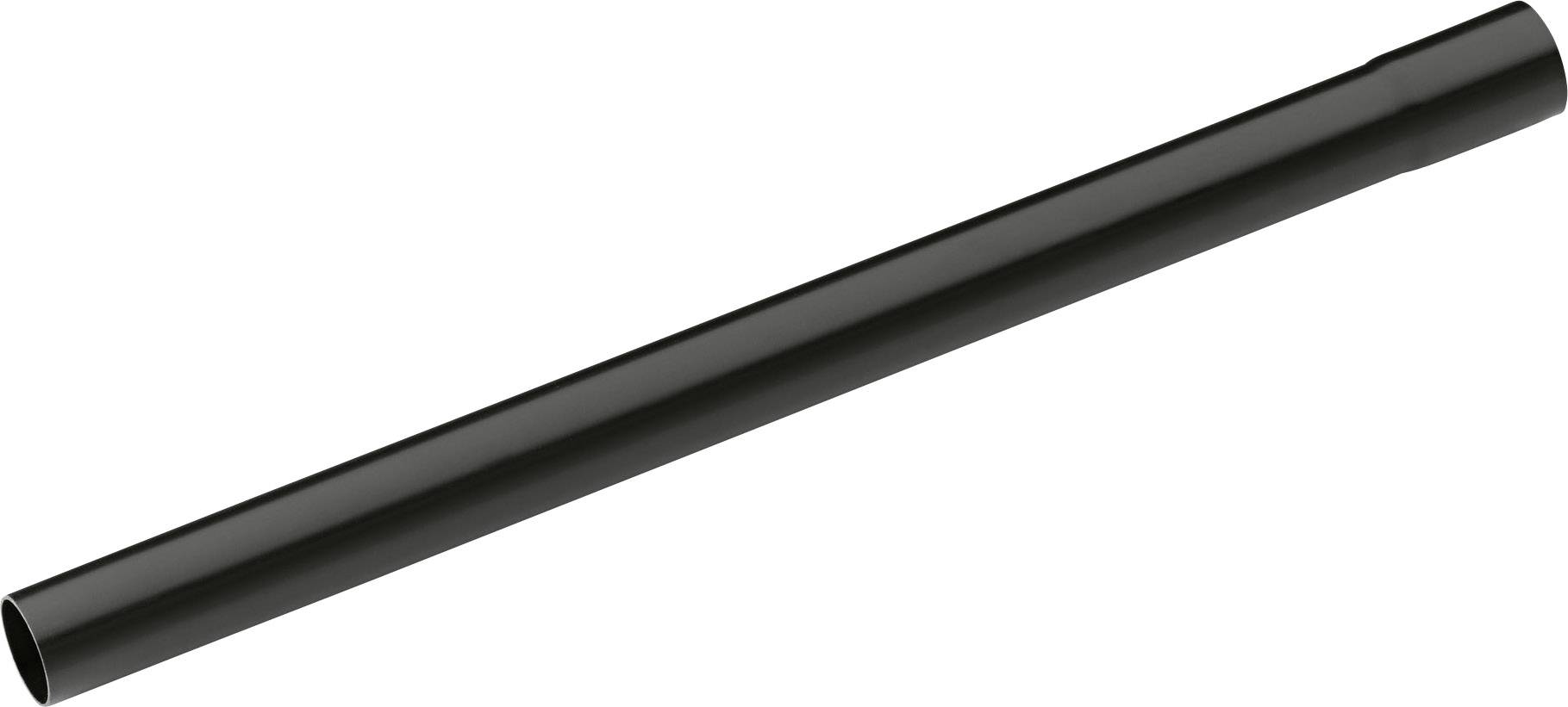 Schwarzes Metallrohr, zylindrisch und glatt, liegt schräg im Bild.