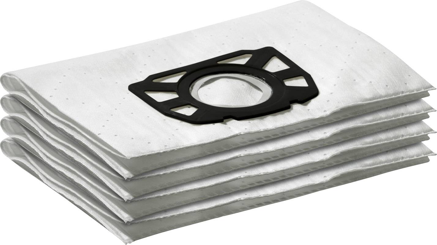 'Staubsaugerbeutel' aus mehreren Schichten weißen Materials mit schwarzem Plastikanschluss für Staubsauger.