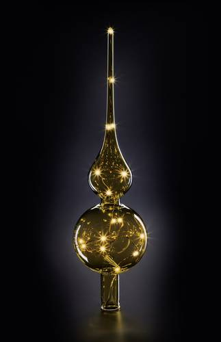 Krinner 76031 Weihnachtsbaumspitze Warmweiß LED Bernstein Mundgeblasenes Glas, mit Schalter